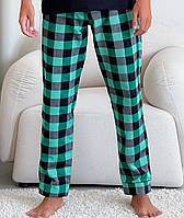 Топ! Домашняя пижама для мужчин COSY из фланели (штаны+лонгслив) зелено/черный