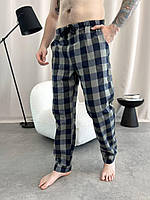 Топ! Мужские брюки пижамные COSY домашние с фланели в клетку хаки