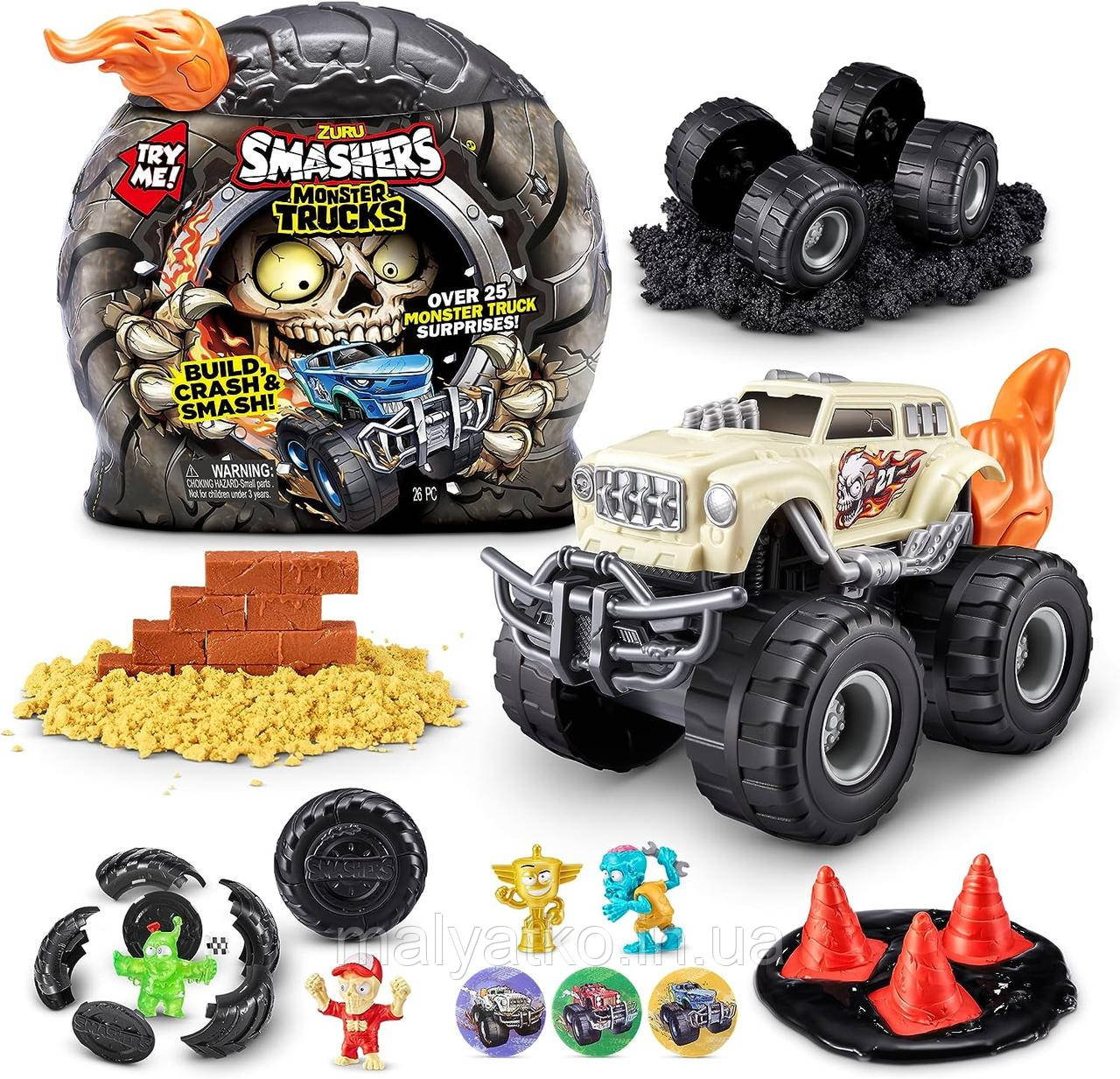 Машина Монстр, Колесо Вантажівка 25 сюрпризів Smashers Monster Truck Surprise, фото 1
