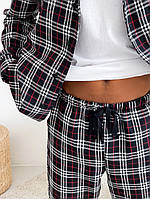 Топ! Мужская пижама COSY из фланели (штаны+футболка+рубашка) черный/красный/белый