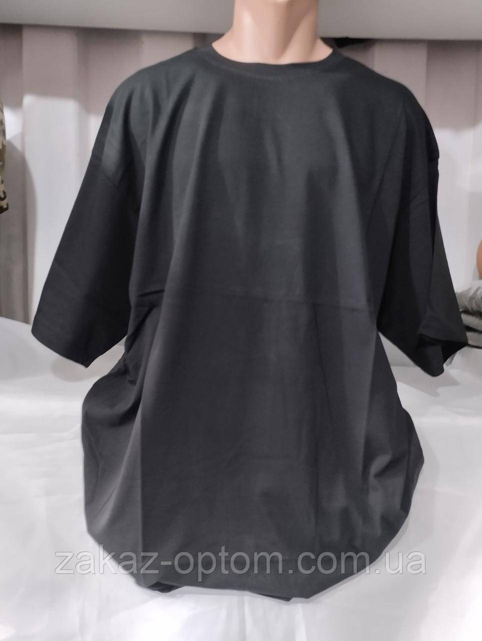 Футболка чоловіча батал чорна оптом (2XL-6XL) Туреччина-116060