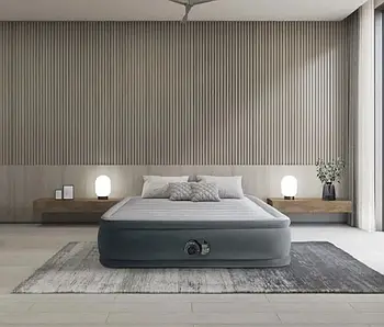 Надміцне надувне двоспальне ліжко матрац з електронасосом Intex 203х152х46 см