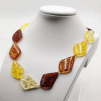 Буси синтетичний бурштин 50 см 26х38 мм крапля вигнута мікс кольорів