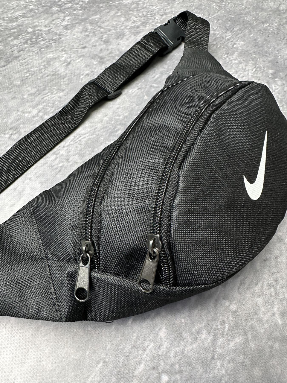 Спортивні поясні сумки Nike, Спортивна бананка-сумка Найк,сіра бананка з логотипом Nike сіра синя