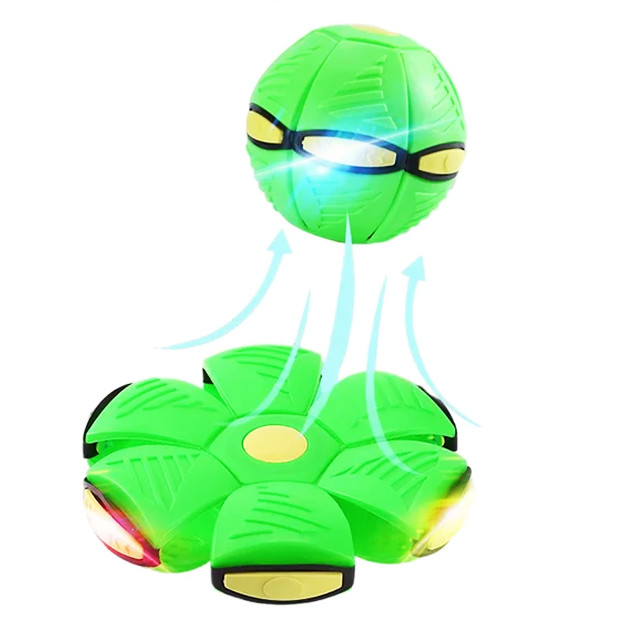 Літаючий м'яч трансформер Phlat ball Green Зелений з led-підсвіткою 6 кольорів