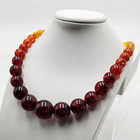 Буси синтетичний бурштин 56 см кулька перехід кольорів