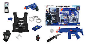 Дитячий набір поліцейського з бронежилетом і автоматом Синій P013A
