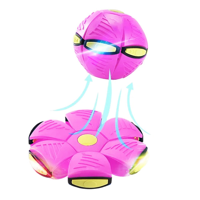 Літаючий м'яч трансформер Phlat ball Pink Рожевий з led-підсвіткою 6 кольорів