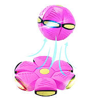 Літаючий м'яч трансформер Phlat ball Pink Рожевий з led-підсвіткою 6 кольорів