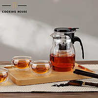 Скляний чайник заварник Cooking House 1000 мл -прозорий заварник із фільтром для чаю, фото 8