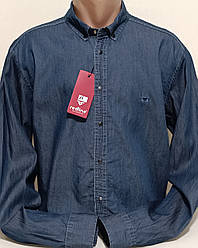 Джинсова чоловіча синя сорочка Red Lain vd-0027 Туреччина стильна, чоловічі джинсові сорочки на кнопках