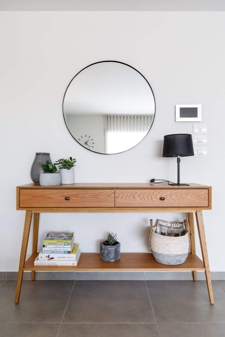 Консоль в вітальню дерев'яна з полицею та висувними ящиками 1200х350х800 мм, фото 1