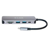 USB-концентратор D-Link DUB-2325 2xUSB3.0 1xUSB Type-C 1xSD 1xmicroSD USB Type-C наружный серый