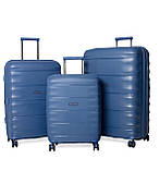 Набір валіз Франція (L M S-3шт) поліпропілен синій/Airtex 242, фото 2