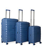Набір валіз Франція (L M S-3шт) поліпропілен синій/Airtex 242, фото 3