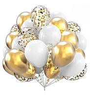 Набор воздушных шаров "Золото с белым", 37 шт., Италия, размер - 30 см