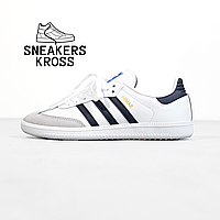 Женские кроссовки Adidas Samba White Blue, Кроссовки Адидас Самба белые, Adidas Samba Classic