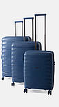 Набір валіз Франція (L M S-3шт) поліпропілен синій/Airtex 242, фото 4