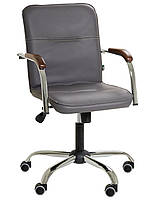 Крісло офісне механізм tilt Самба-RC Хром горіх Nappa 42 без канта для керівників і працівників офісу AMF