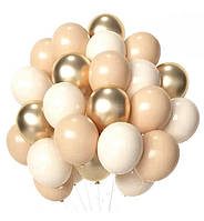 Набор воздушных шаров "Телесный с золотом", 37 шт., Италия, размер - 30 см