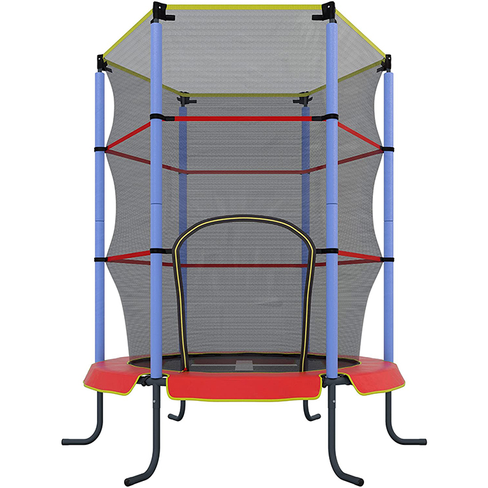 Батут дитячий спортивний круглий із сіткою, 140 см, до 100кг, Tilly RJ-0084 червоний з синім, фото 1