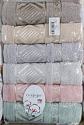 Махрові рушники для обличчя «Vip cotton Ekose» 90*50 см (6 шт)