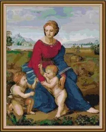Набір для вишивання за нанесеною на канву схемою "Raphael-Madonna on the Grass(S)". AIDA 14CT printed 51*63 см