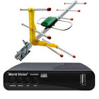 Комплект Т2 World Vision T624M2 + антена ES-003 з підсилювачем