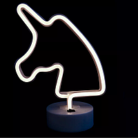 Неоновый светильник Neon Lights "Единорог" Ночник декоративный настольный LED лампа (USB, 3хАА) Белый