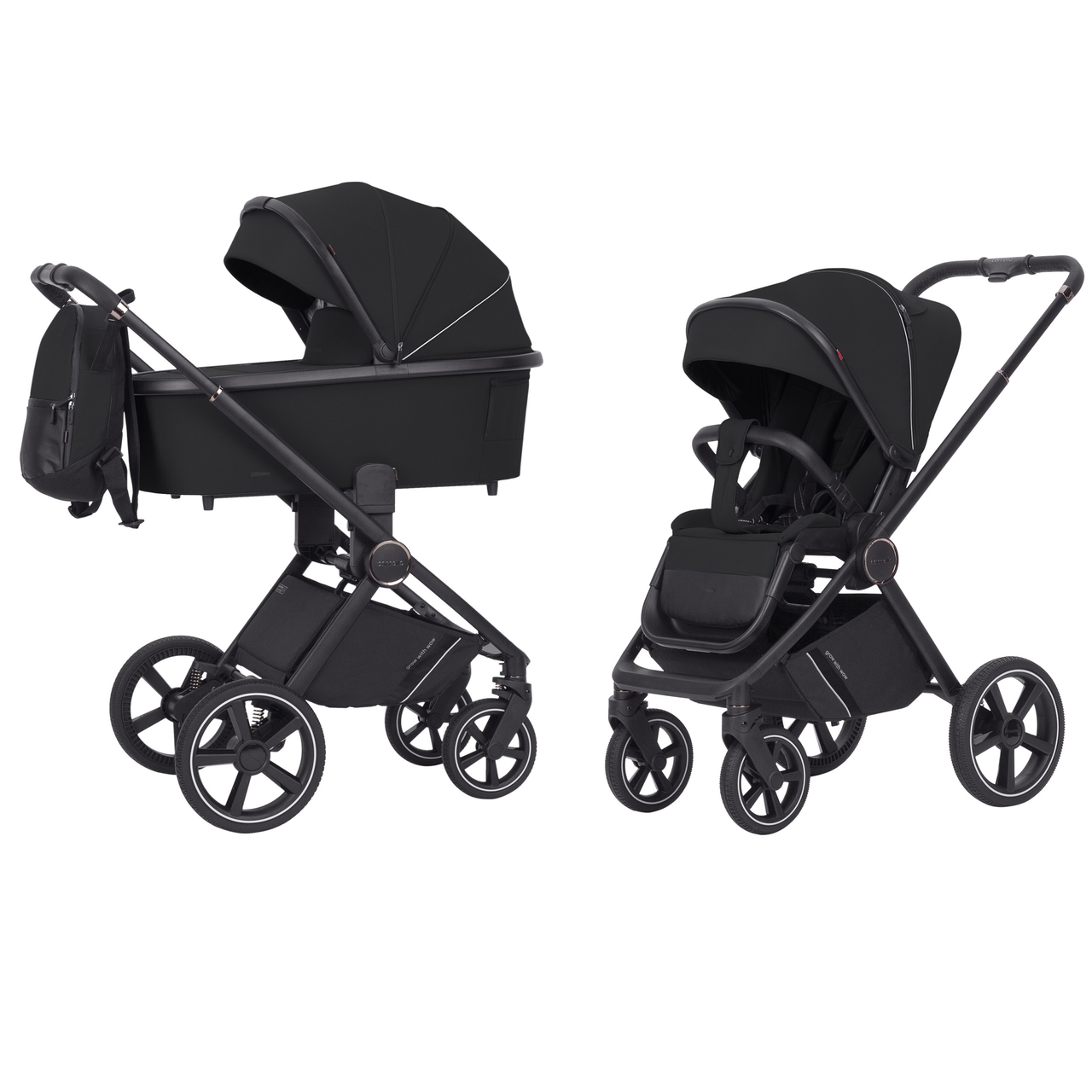 Коляска універсальна 2 в 1, CARRELLO Ultimo CRL-6515 (2in1) Pitch Black, чорна, Карелло Ультімо