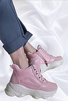 Кроссовки ботинки женские  эко кожаные замшевые пудровые розовые 40-25 см