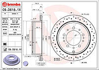 Тормозной диск вентилируемый с перфорацией, арт.: 09.D618.1X, Пр-во: Brembo