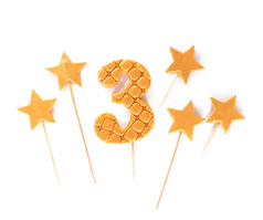 Набір кондитерських прикрас "Цифра 3 із зірочками" золота