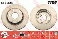 Тормозной диск передний вентилируемый, арт.: DF6661S, Пр-во: TRW
