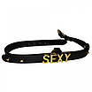 Чокер із написом SEXY з італійської шкіри чорний із золотою фурнітурою Upko Talla, фото 2