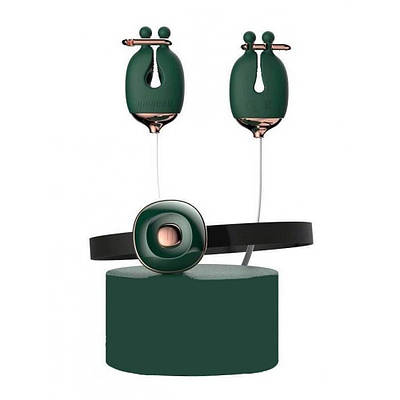 Вібро Нашийник та затискачі для сосків БДСМ зеленого кольору Qingnan No 2 Talla