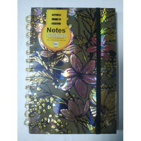 Блокн. на спір B-6 NoUVSPB6-06 Notes fashion/Flowers 96 л, клітинка, крем.бум., фото 2