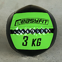 Медбол для тренировок EasyFit Wall Ball 3кг черный зеленый для спорта для кроссфита, Медицинский мяч воллбол