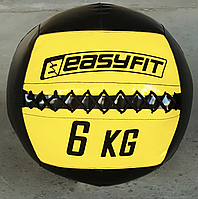 Медбол EasyFit Wall Ball 6кг черный с желтым для спорта для кроссфита, Медицинский мяч воллбол