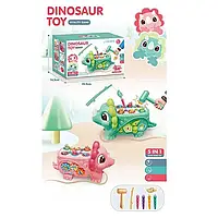 Логическая игрушка B 045 (24/2) 2 цвета, динозавры, магнитная рыбалка, стучалка, подвижные шестерни, в коробке