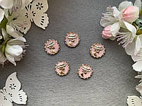 Металлическая фурнитура декор "Камея эмаль со стразами" ,1.7 см, розового цвета