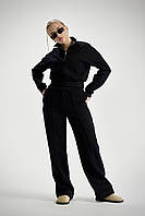 Костюм жіночий THE.KRU утеплений у чорному кольорі (кофта + штани палаццо) XS