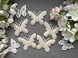 Аплікація "Метелик екошкіра глітер", 5 х 3.5 см, 20 шт./пач., білого кольору, фото 4