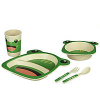 Набір дитячого посуду A-PLUS ECCO 5 предметів (BF-559) Бамбук "Лягушка"