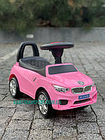 Детская машинка для катания толокар BMW колеса с резиновым покрытием, для девочки Bambi M 3147B-8, розовая