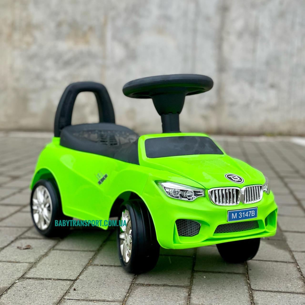 ✅ Машинка каталка-толокар БМВ на колесах з гумовим покриттям BMW для хлопчиків Bambi M 3147B-5, зелений