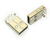 Штекер USB AM кутовий монтажний в плату горизонтальний USB-2AM-1