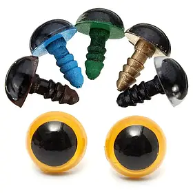 Очі різнокольорові для іграшок, діаметр 16 мм + кріплення Мікс 5 пар