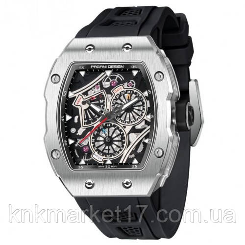 Кварцовий водонепроникний (50м) годинник Pagani Design PD-YS012 Silver-Black