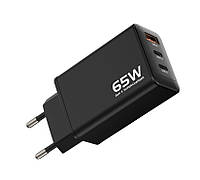 Сетевое зарядное устройство KYT-826 GaN2 PPS 65W USB-A (QC3.0) 2USB-C (PD3.0) Black